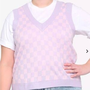 Hot Topic Lavender Checkered Knit Vest